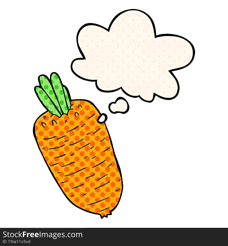 Cartoon Vegetable And Thought Bubble In Comic Book Style