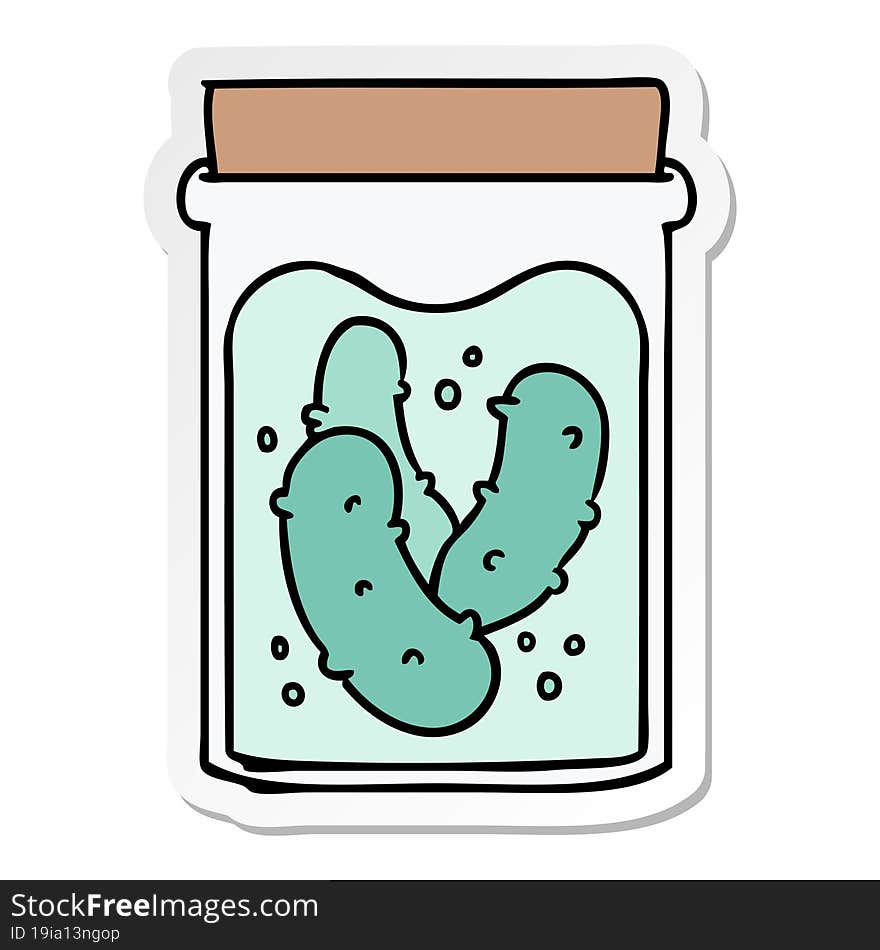 sticker cartoon doodle jar of pickled gherkins