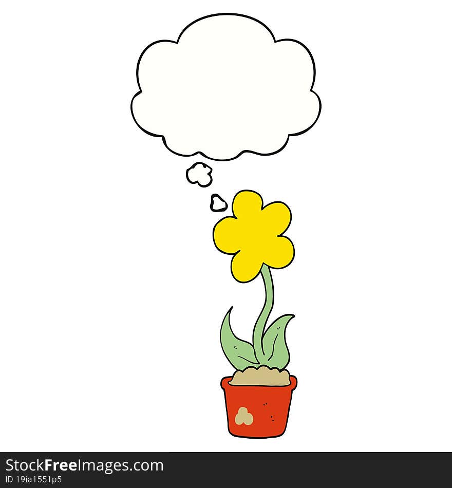 cute cartoon flower and thought bubble