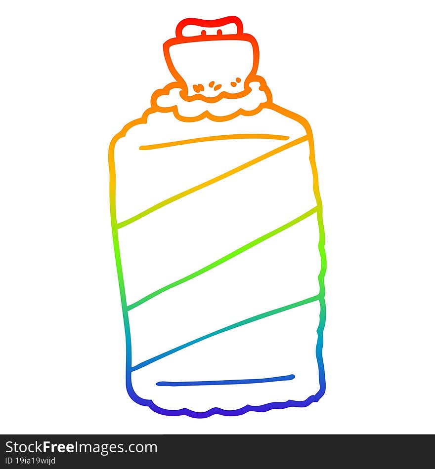 rainbow gradient line drawing cartoon hot water bottle