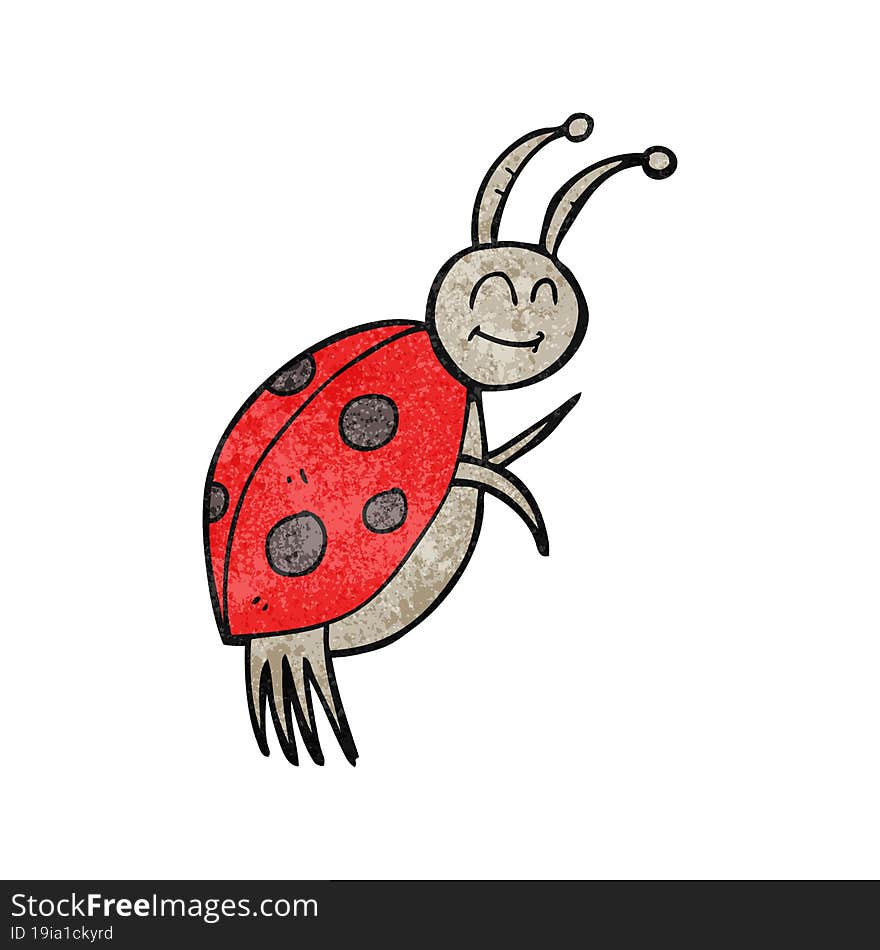 freehand textured cartoon ladybug