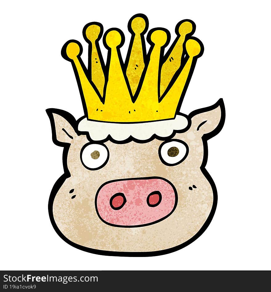 textured cartoon crowned pig