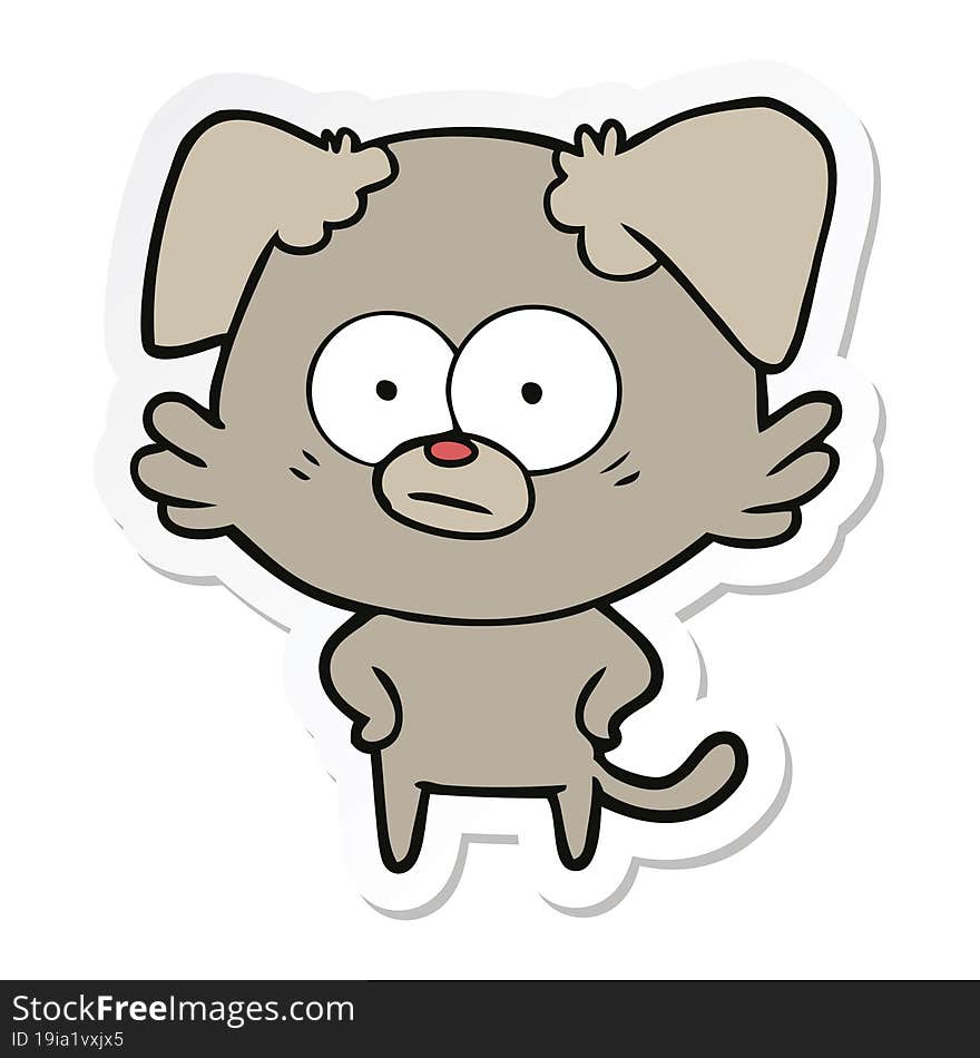 sticker of a nervous dog cartoon