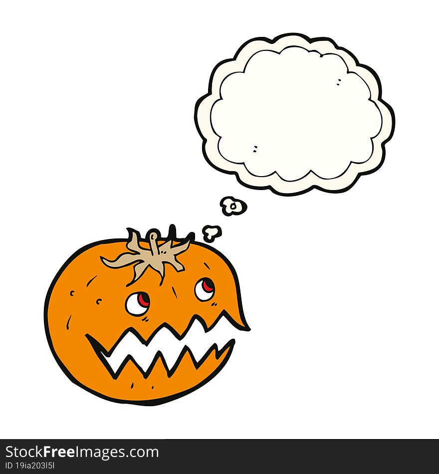 Cartoon Pumpkin With Thought Bubble