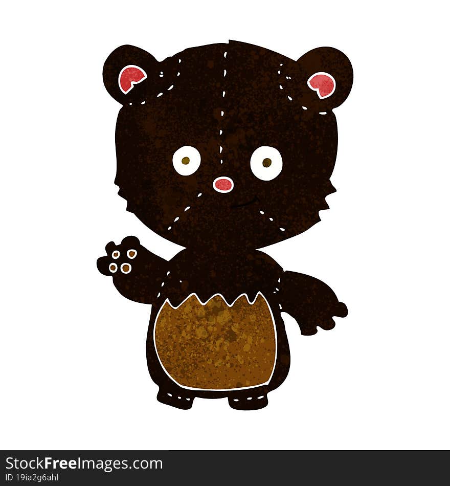 cartoon little black bear waving