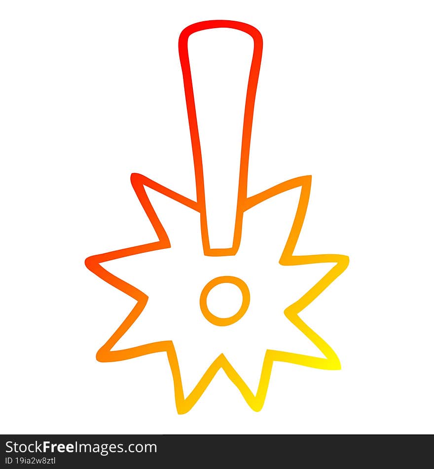 Warm Gradient Line Drawing Cartoon Exclamation Mark