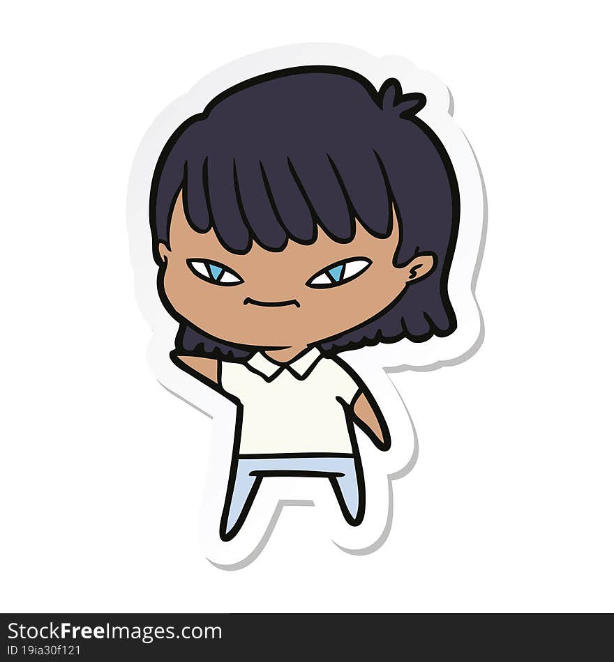 sticker of a cartoon woman