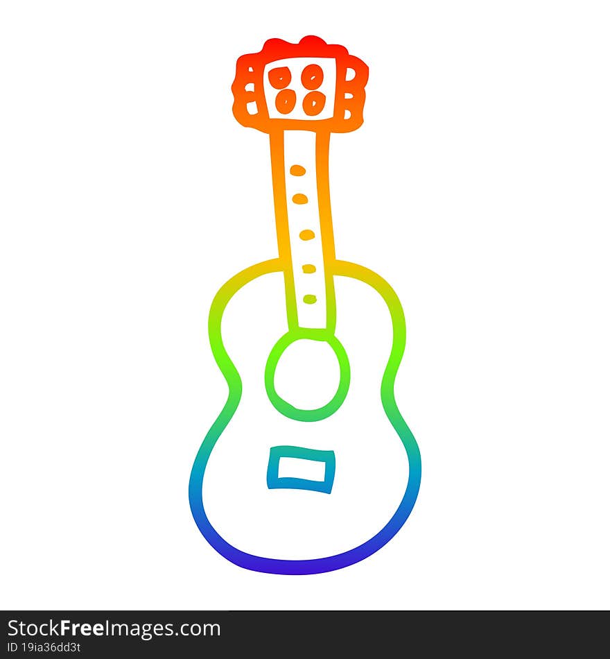 rainbow gradient line drawing cartoon guitar