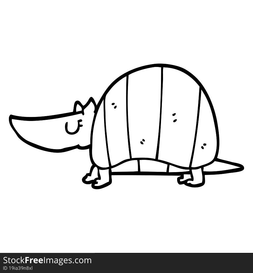 line drawing cartoon armadillo