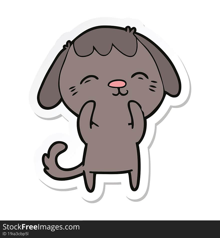 Sticker Of A Happy Cartoon Dog