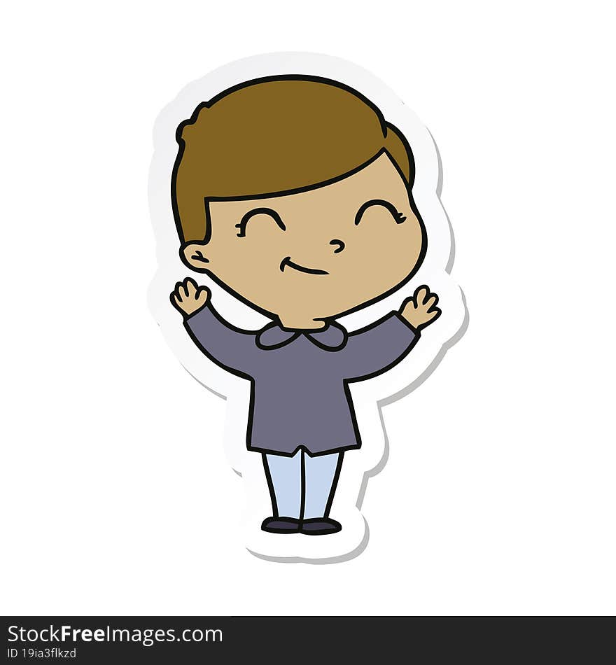 Sticker Of A Cartoon Boy Smiling