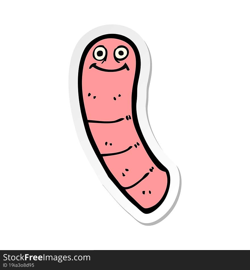 sticker of a cartoon worm