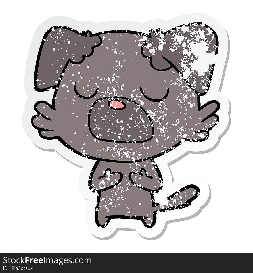 distressed sticker of a cartoon dog