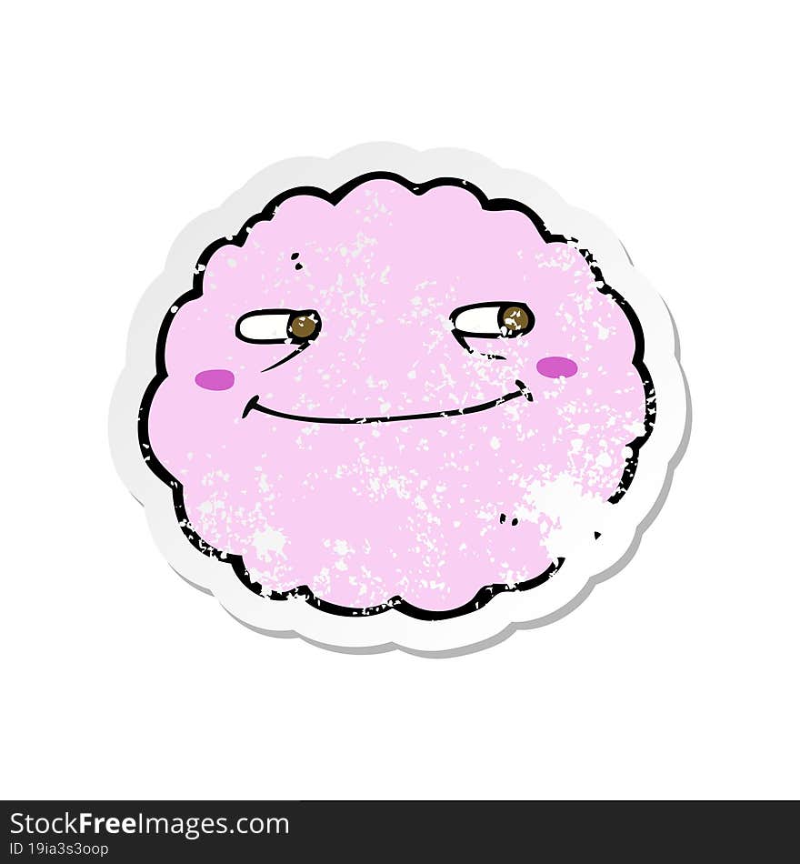 retro distressed sticker of a cartoon happy cloud