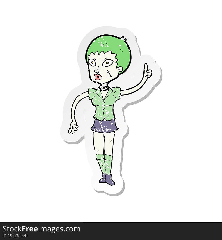 retro distressed sticker of a cartoon halloween girl