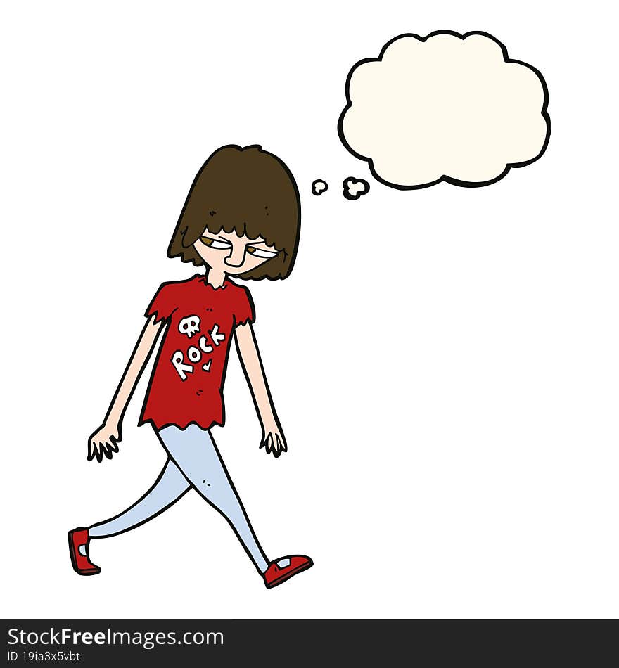 cartoon teenager with thought bubble