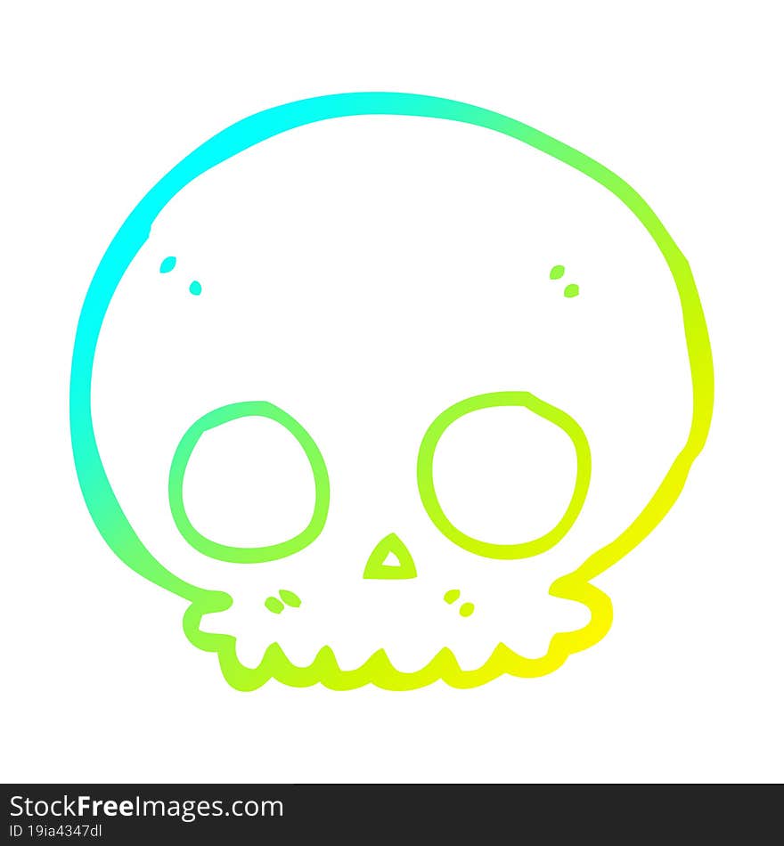 cold gradient line drawing cartoon skull