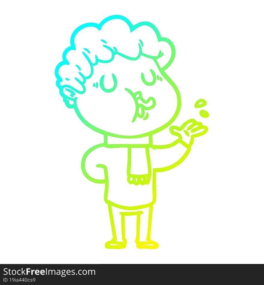 Cold Gradient Line Drawing Cartoon Man Singing