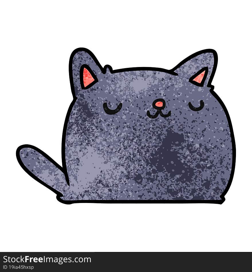 textured cartoon of cute kawaii cat