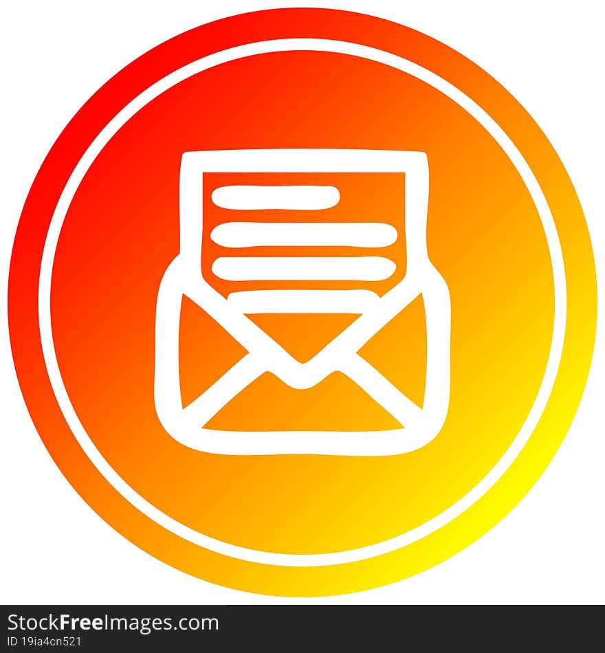 envelope letter circular icon with warm gradient finish. envelope letter circular icon with warm gradient finish