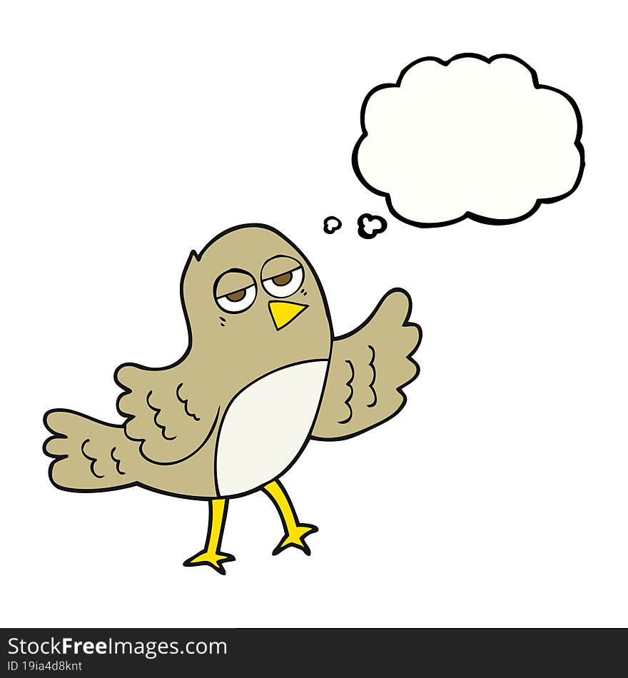 freehand drawn thought bubble cartoon bird