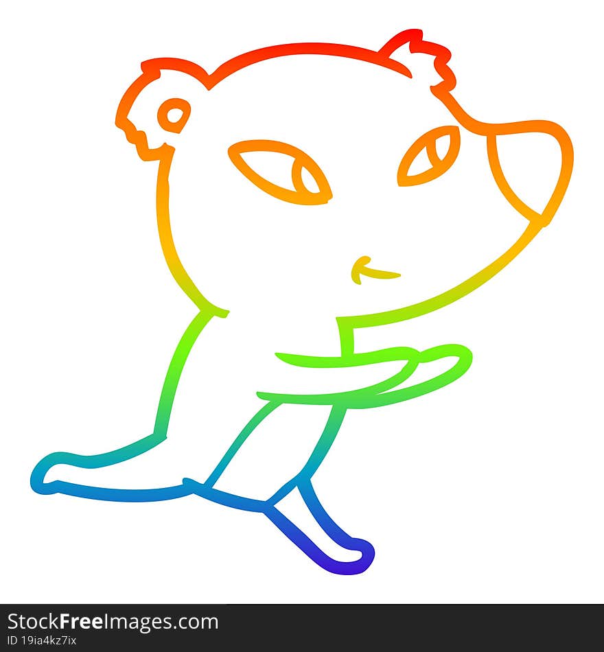 rainbow gradient line drawing cute cartoon bear