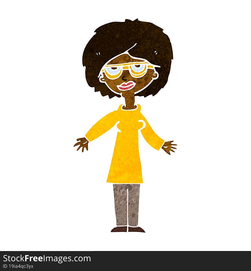 Cartoon Woman Wearing Glasses