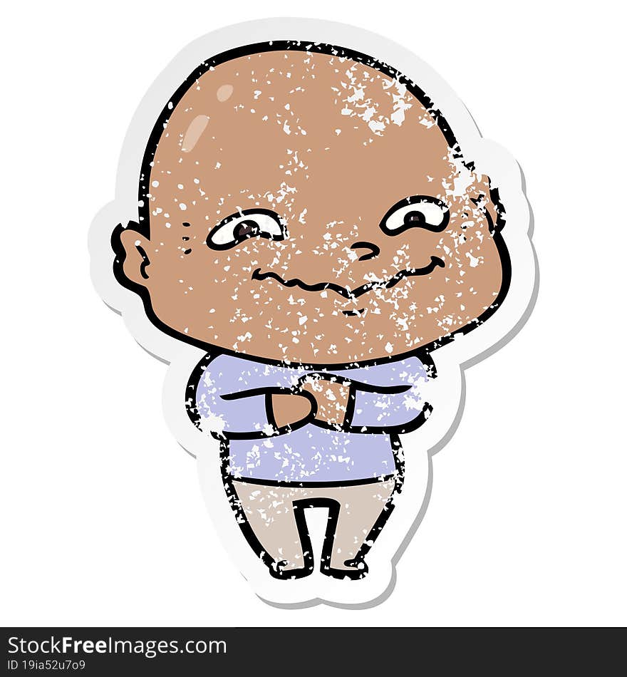 distressed sticker of a cartoon creepy guy