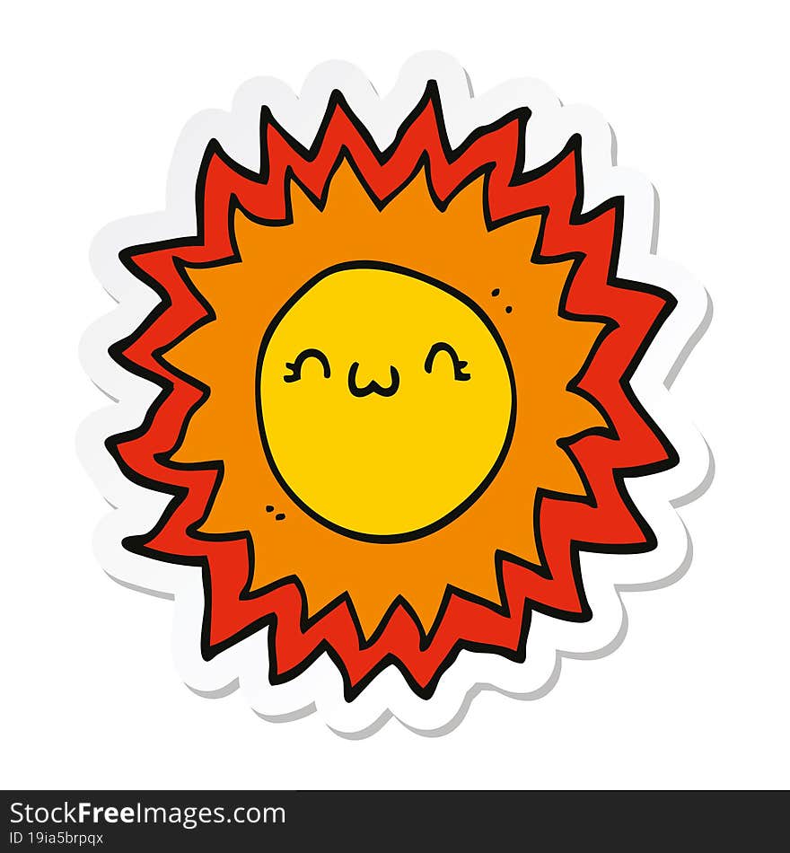 Sticker Of A Cartoon Sun