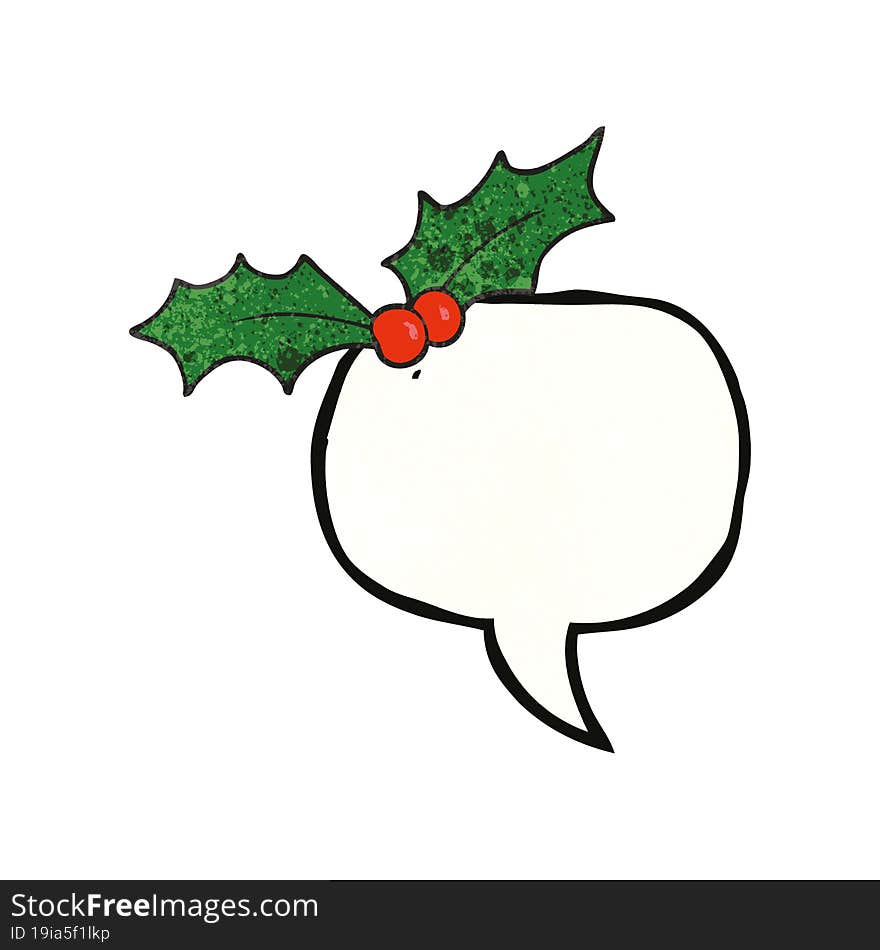 speech bubble textured cartoon christmas holly