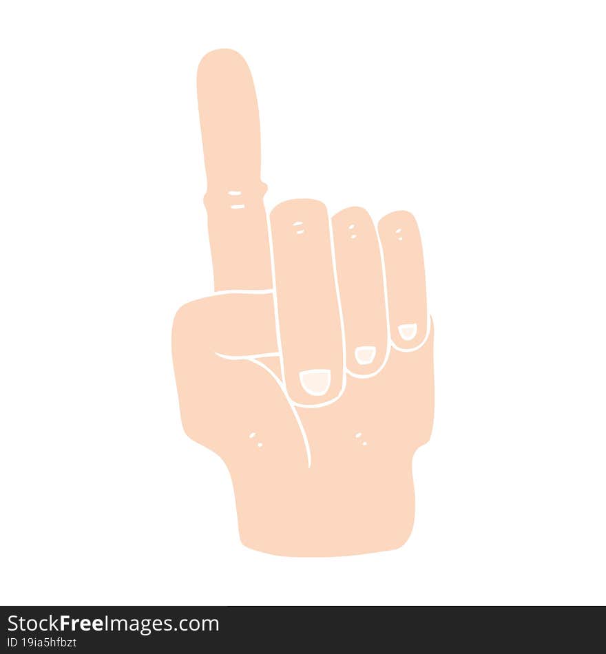 flat color illustration of a cartoon pointing hand