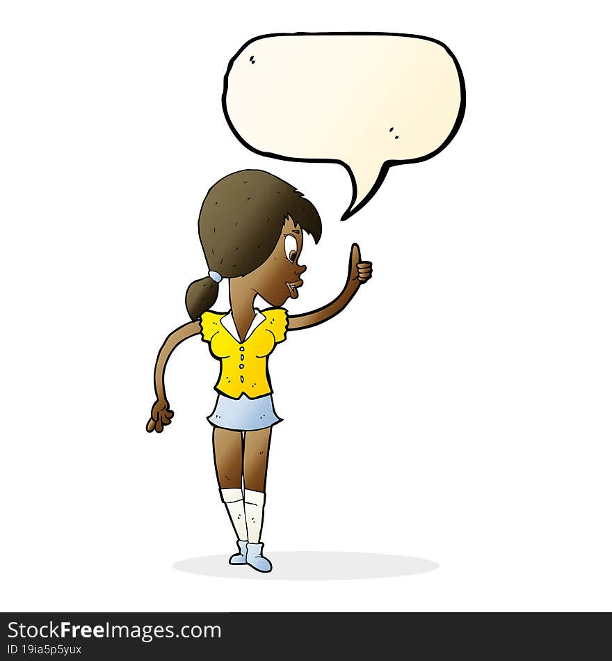 cartoon girl with idea with speech bubble