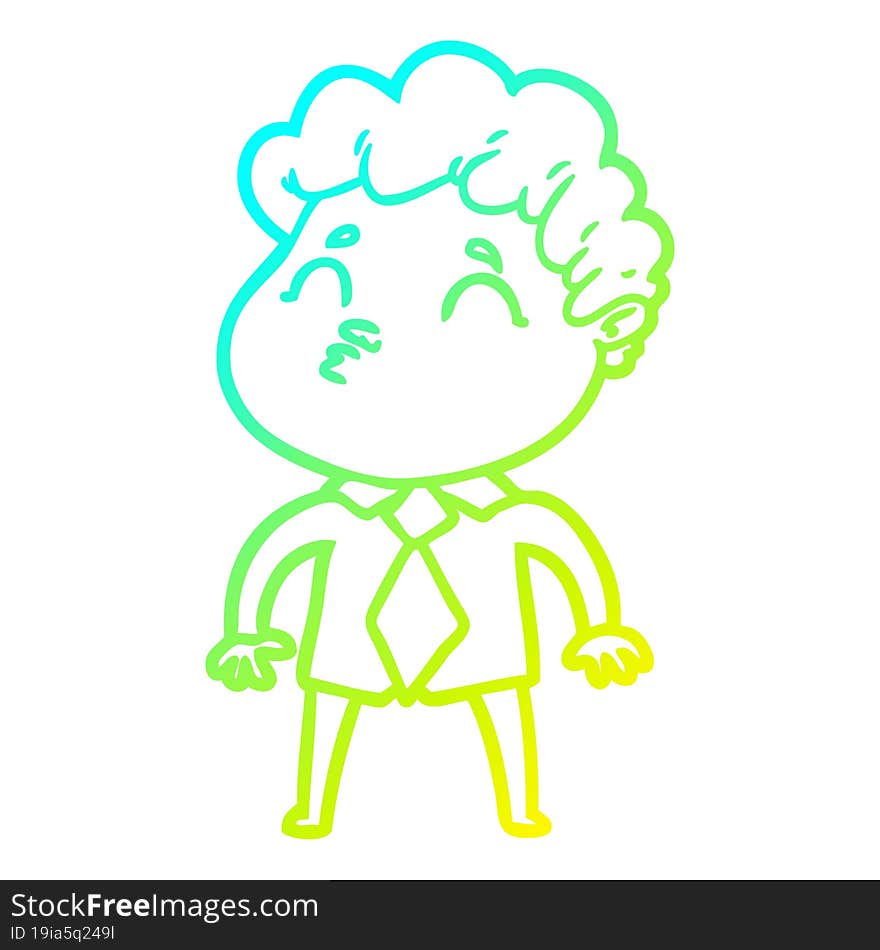 cold gradient line drawing cartoon man pouting