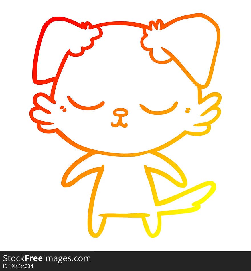 warm gradient line drawing cute cartoon dog