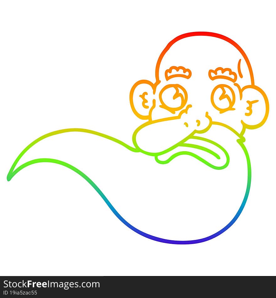 rainbow gradient line drawing of a cartoon grumpy old man