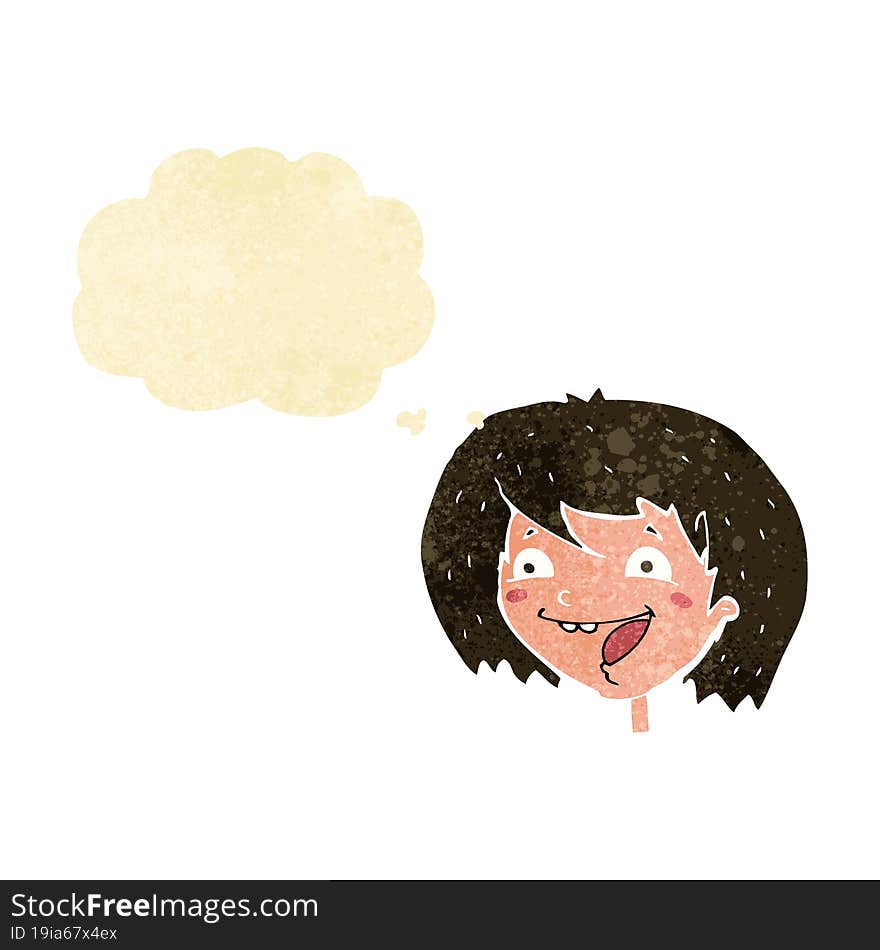 Cartoon Happy Girl With Thought Bubble