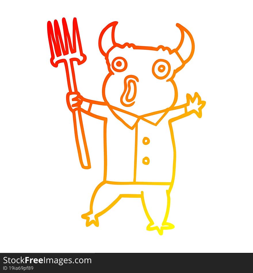 warm gradient line drawing cartoon demon monster