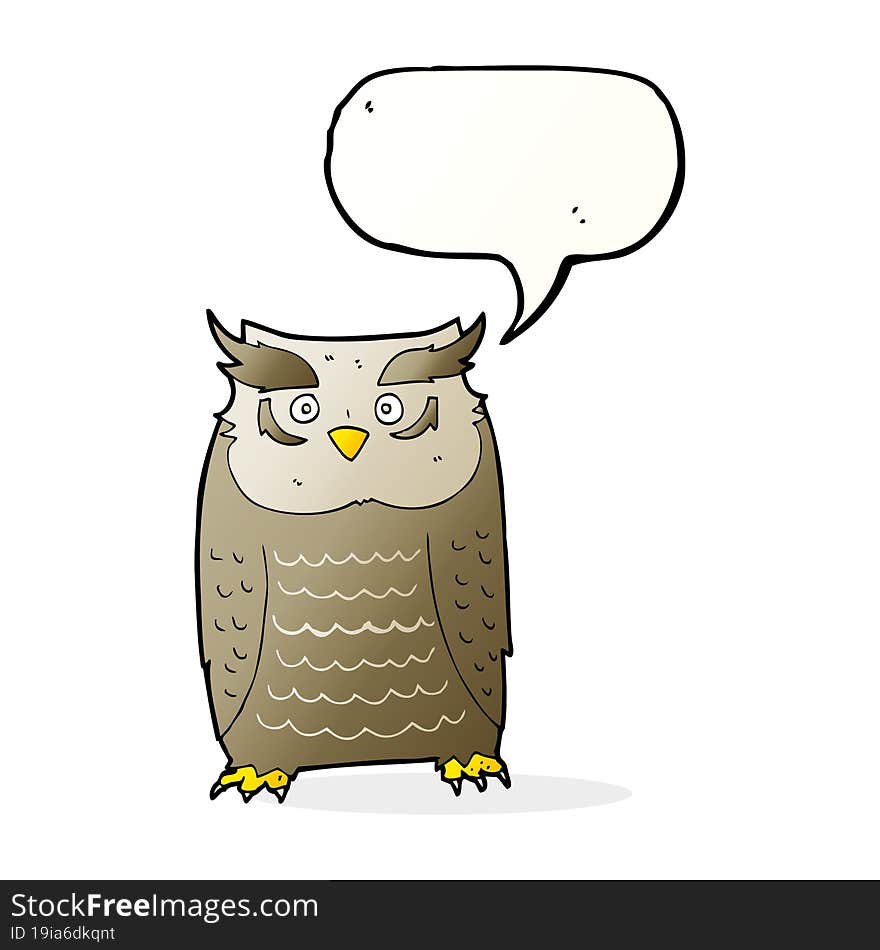 Cartoon Owl With Speech Bubble