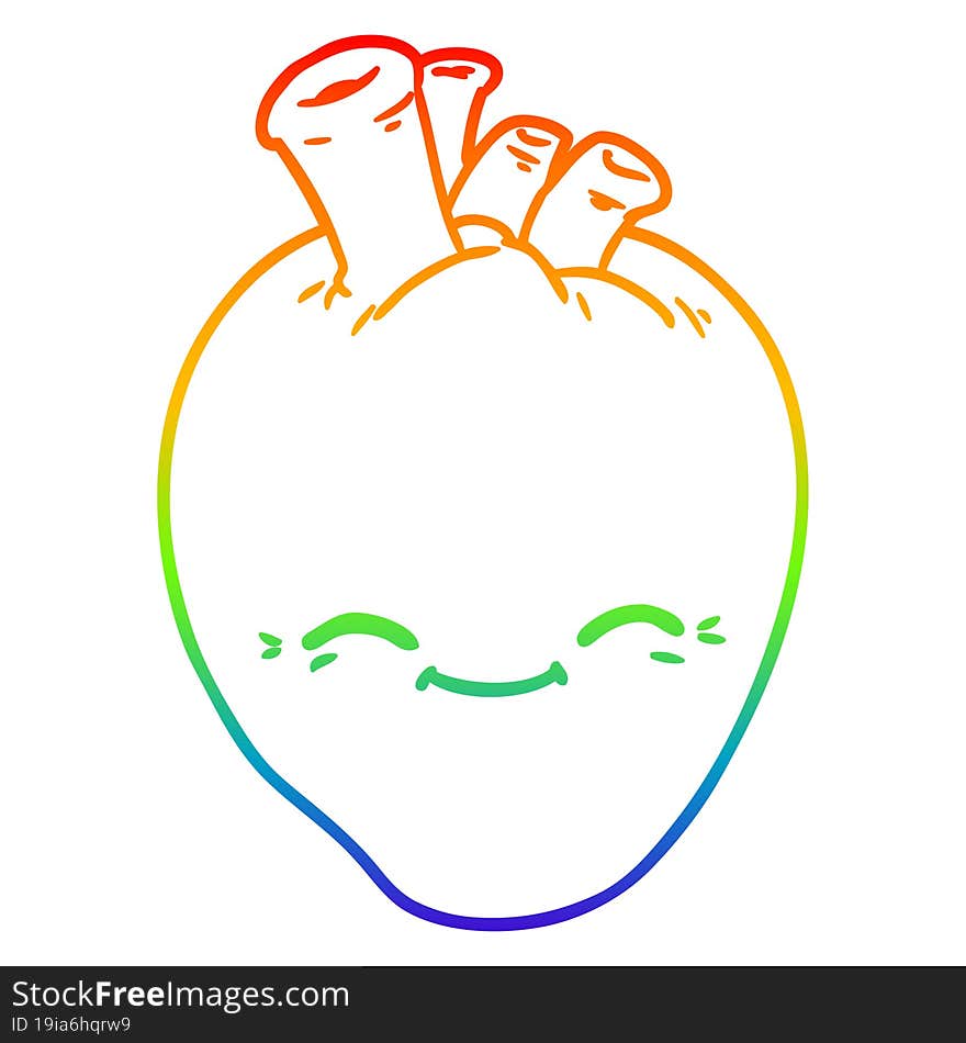 rainbow gradient line drawing cartoon happy heart