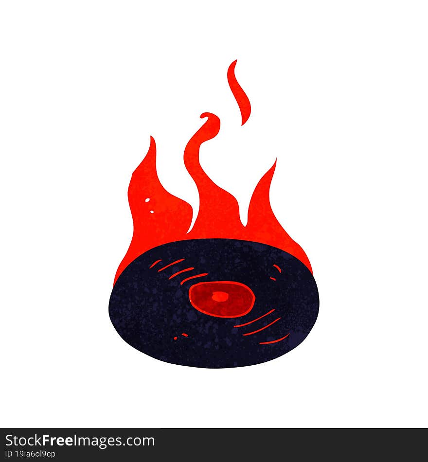 Cartoon Burning Vinyl Record