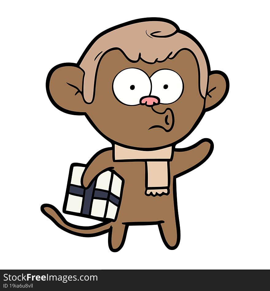 cartoon christmas monkey. cartoon christmas monkey