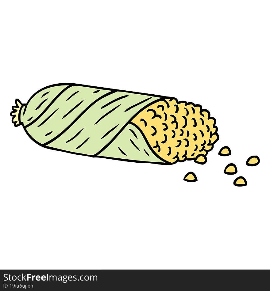 cartoon doodle of fresh corn on the cob