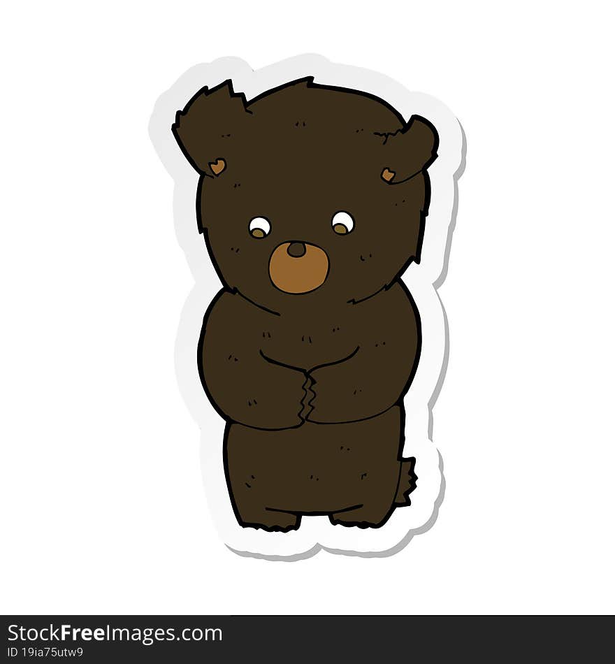 sticker of a cute cartoon black bear