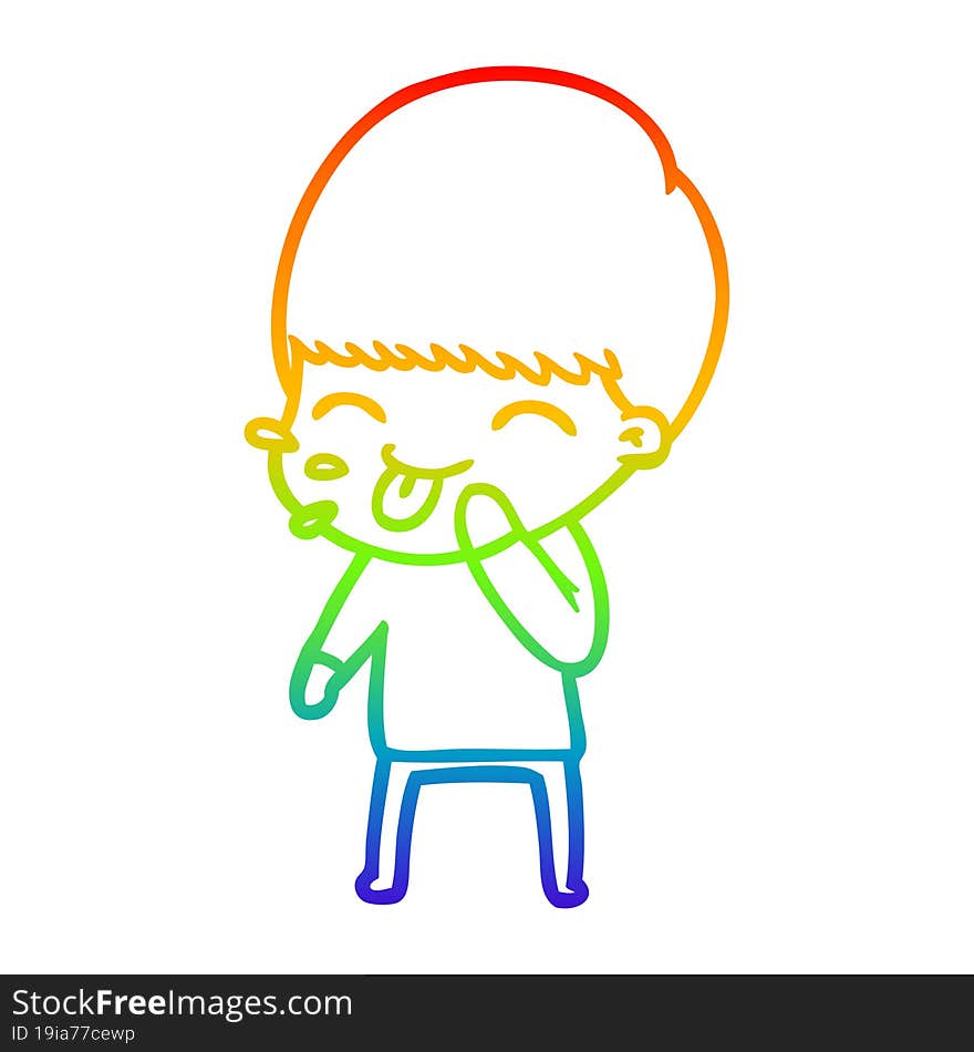 rainbow gradient line drawing happy cartoon boy