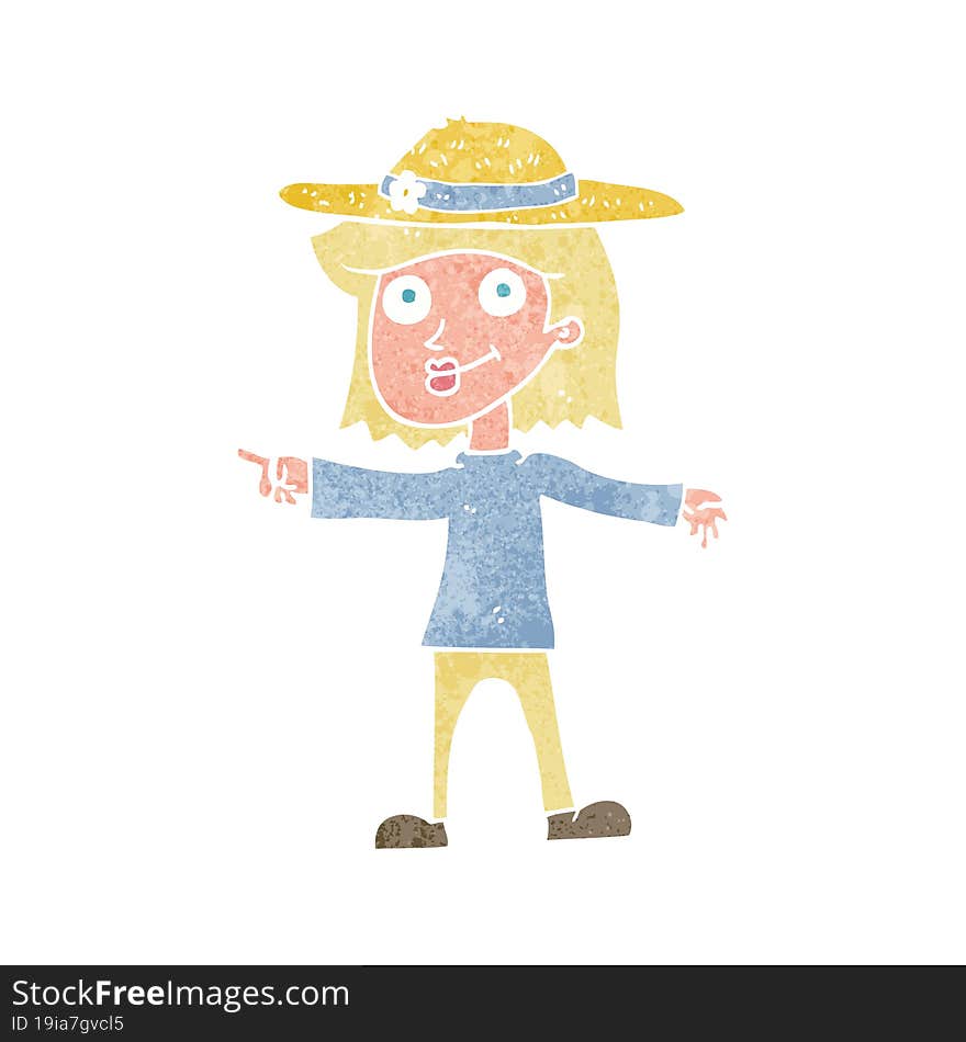 cartoon woman wearing hat