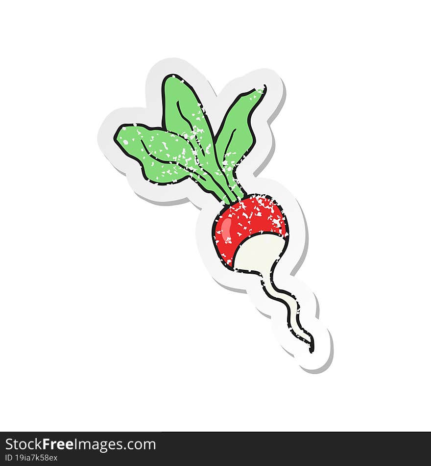 retro distressed sticker of a cartoon radish