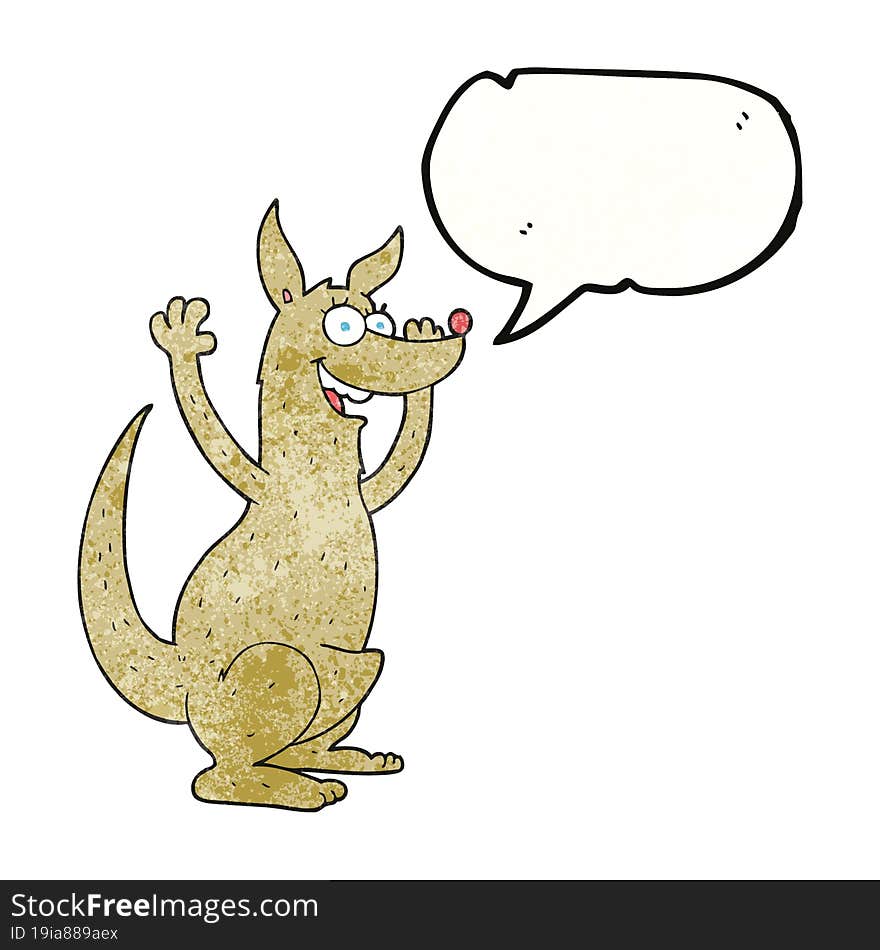 speech bubble textured cartoon kangaroo