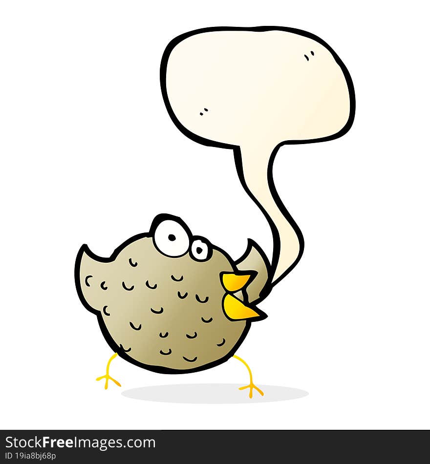 cartoon happy bird with speech bubble