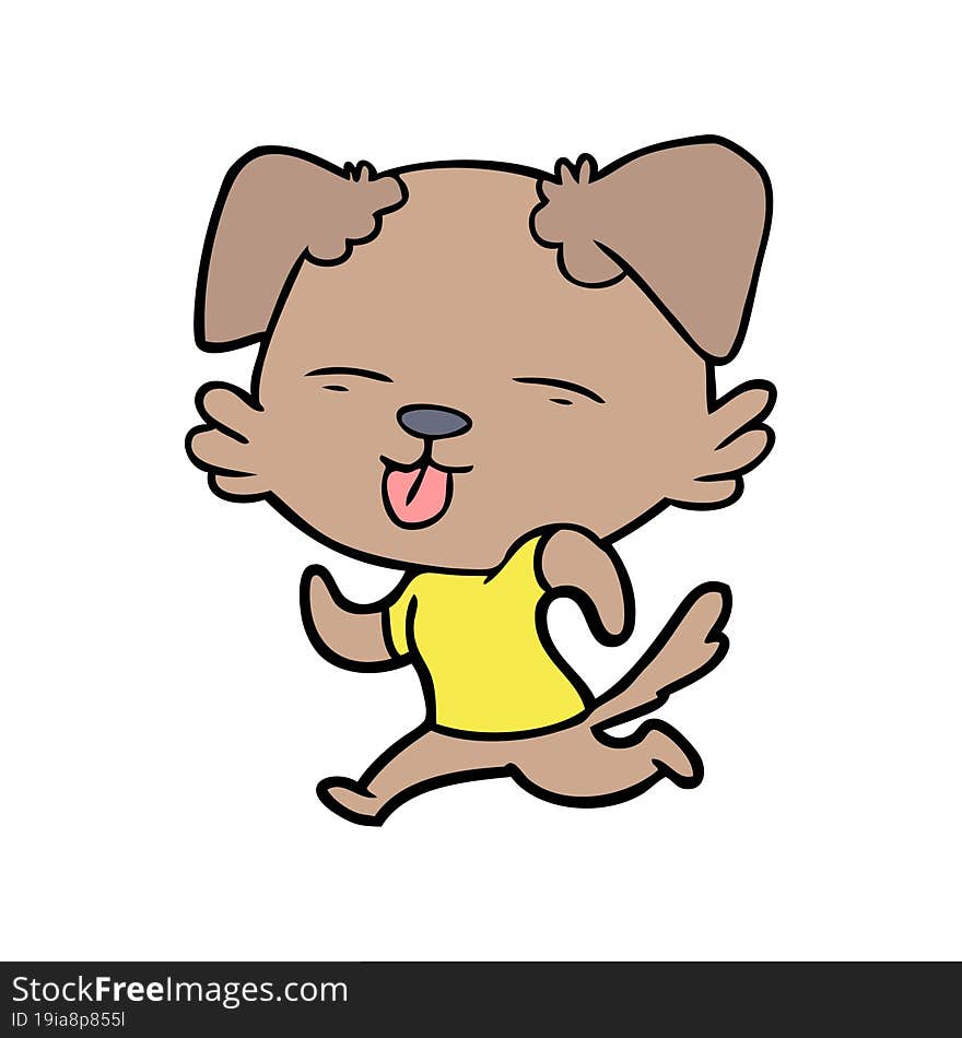 cartoon running dog sticking out tongue. cartoon running dog sticking out tongue