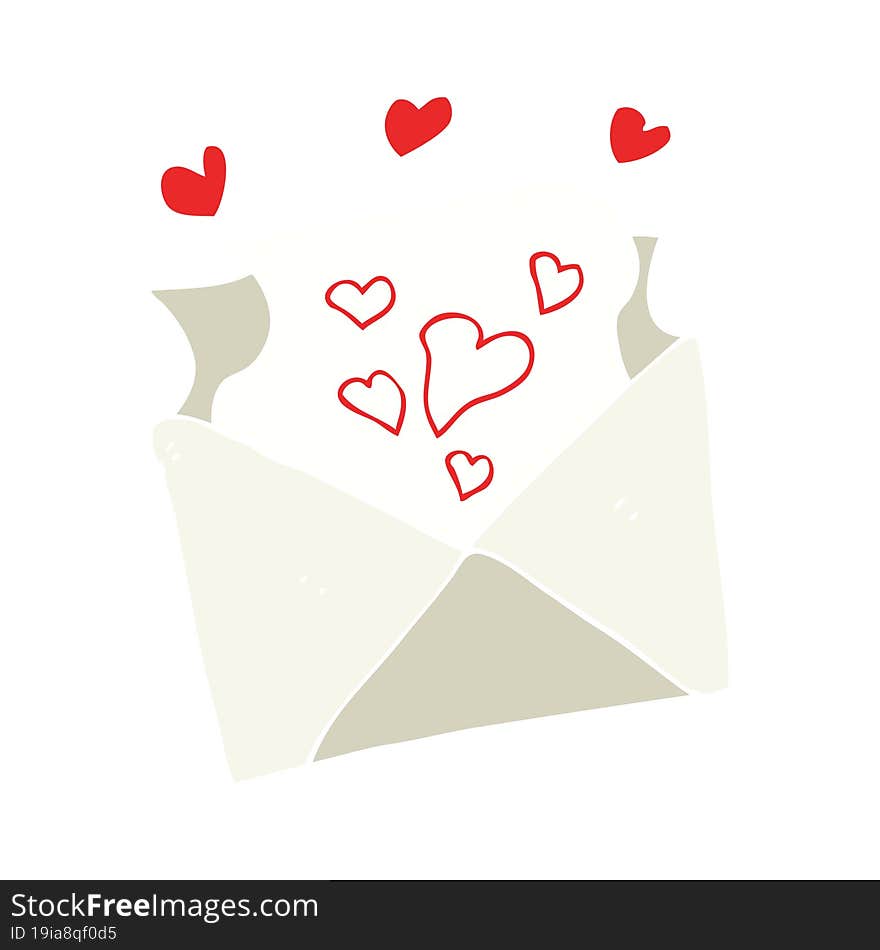 flat color illustration of a cartoon love letter